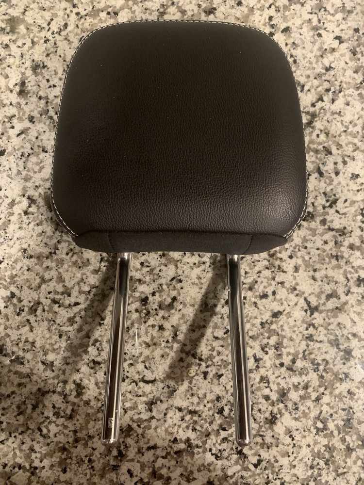 Seat Headrest Black Leather White Stitching