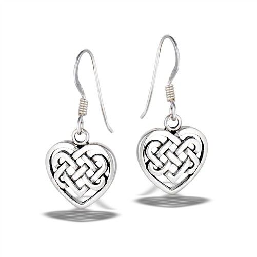 STERLING SILVER CELTIC WEAVE HEART EARRING