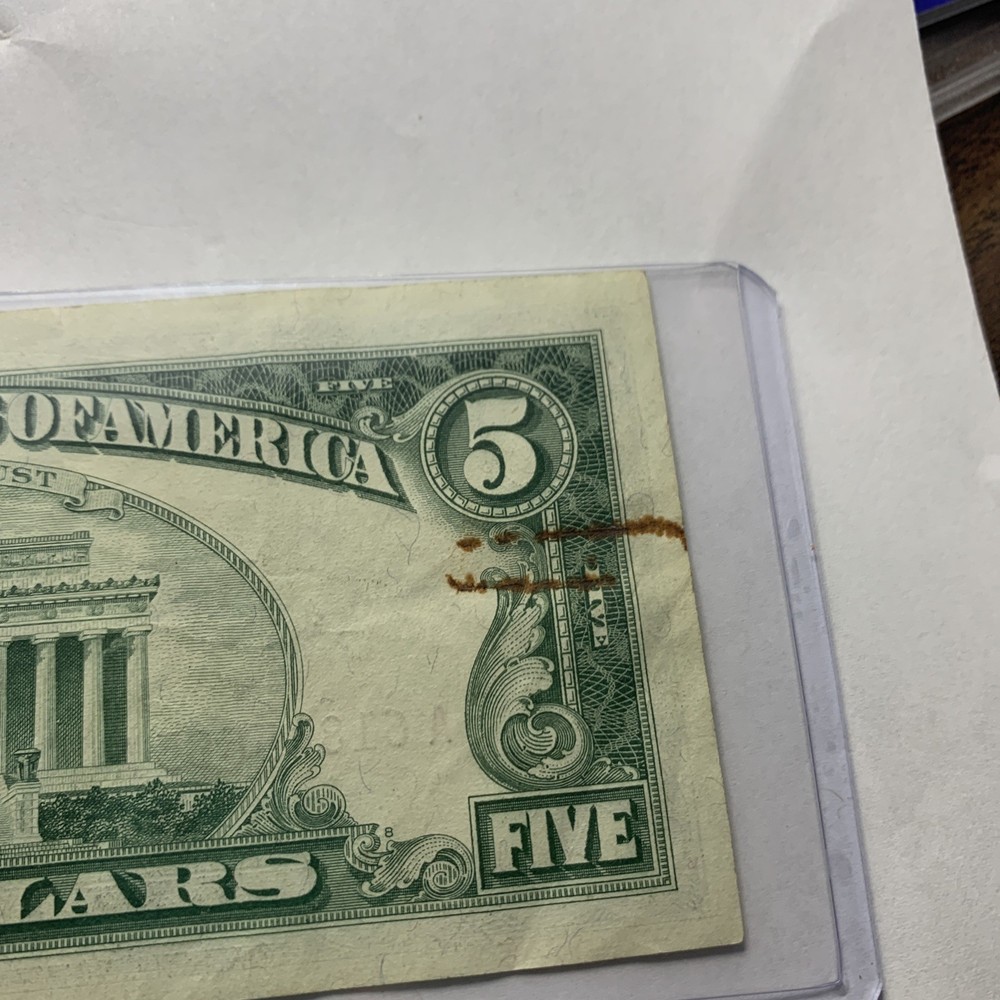 1963 $5 dollar red seal note A61845685a