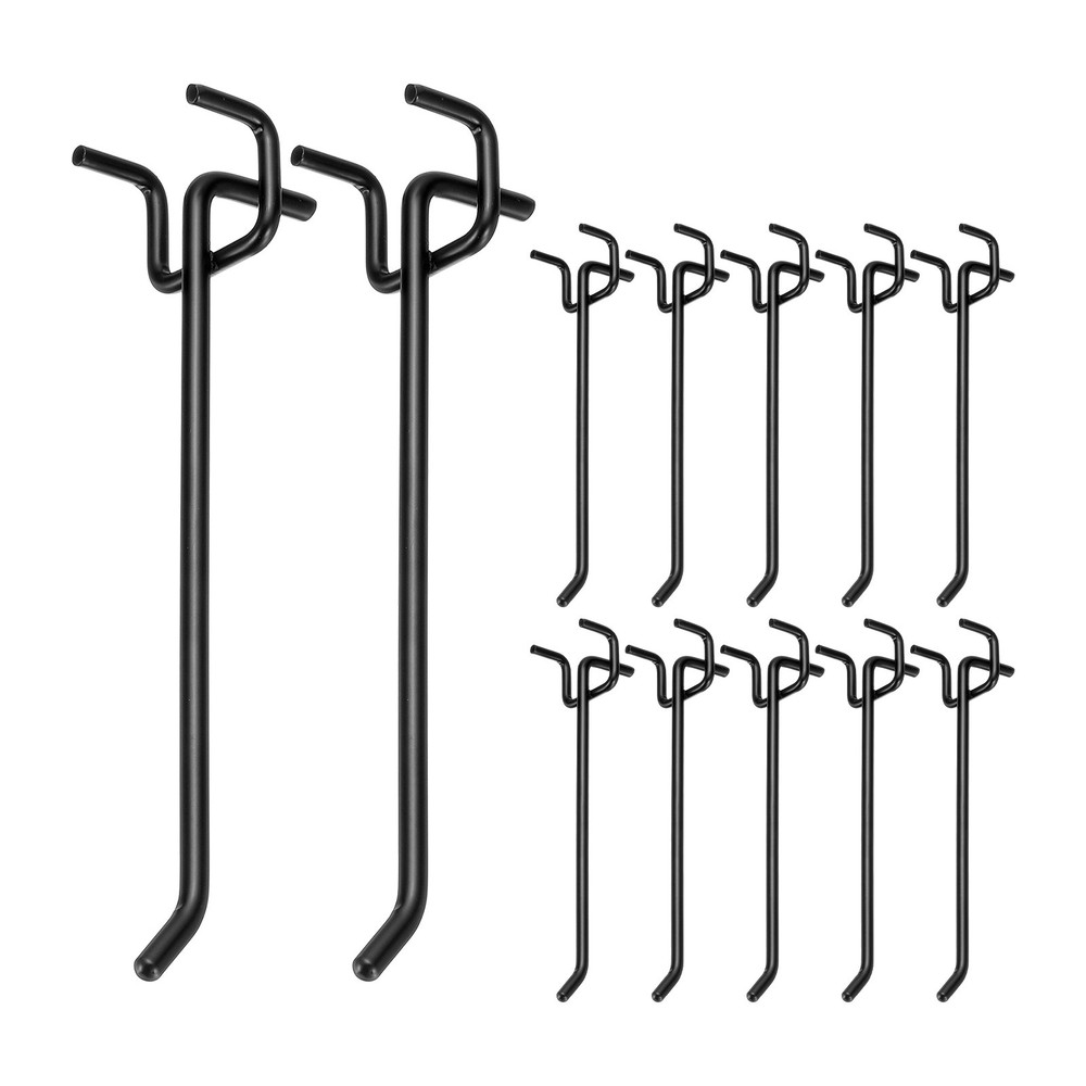 12 Pcs Pegboard Hooks, 5.9" Peg Board Hooks Kit, Black (1.2mm)