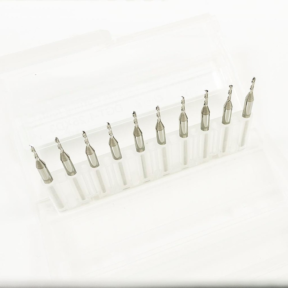 KLOT 10pcs Whole Solid Carbide PCB Micro Drill Bit 0.2mm-0.99mm Shank 3mm 55D