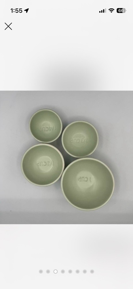 Greg Natale Ceramic Measuring Cup Set Speckled Light Green Nesting 4 Piece