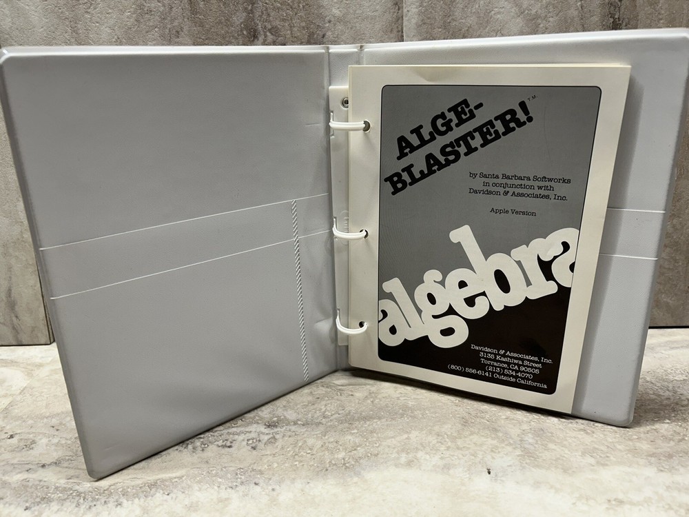 1985 Apple II IIe Computer Program ALGE-BLASTER Math School Algebra 5.25"