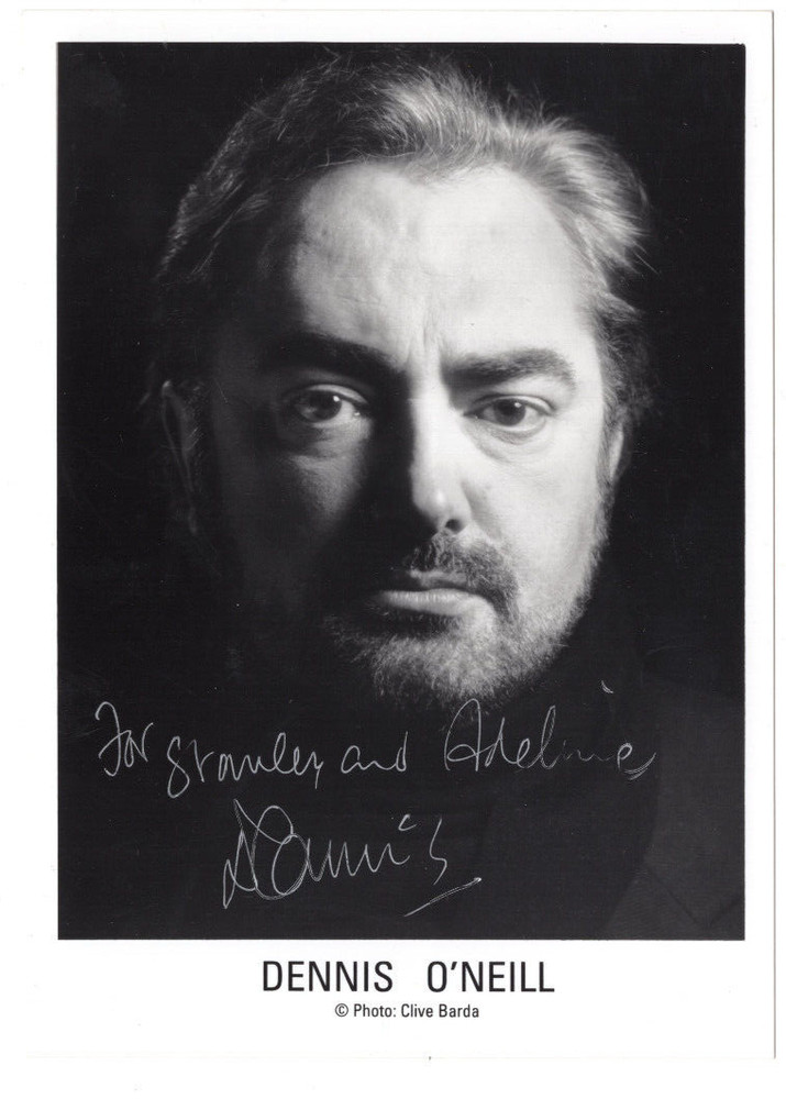 Dennis O'Neill Signed 7 x 5 Photo & Note / Autographed Opera Singer