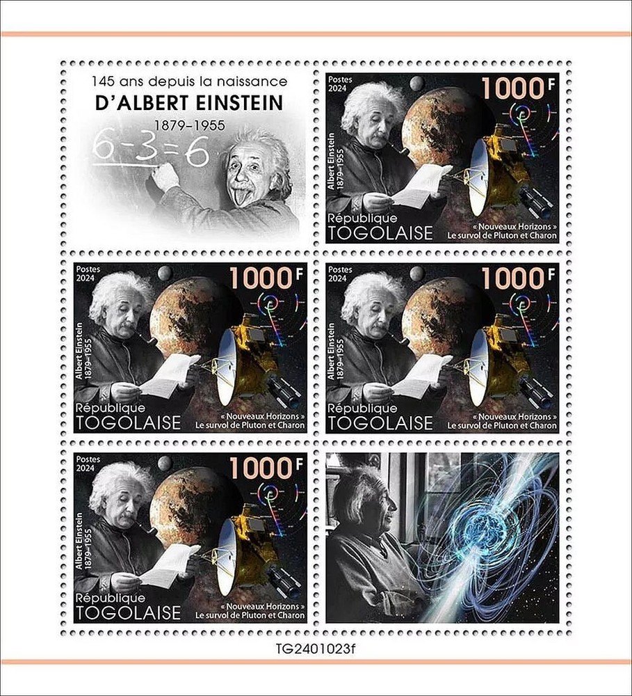 ALBERT EINSTEIN New Horizons PLUTO Space Relativity MNH Stamp Sheet (2024 Togo)