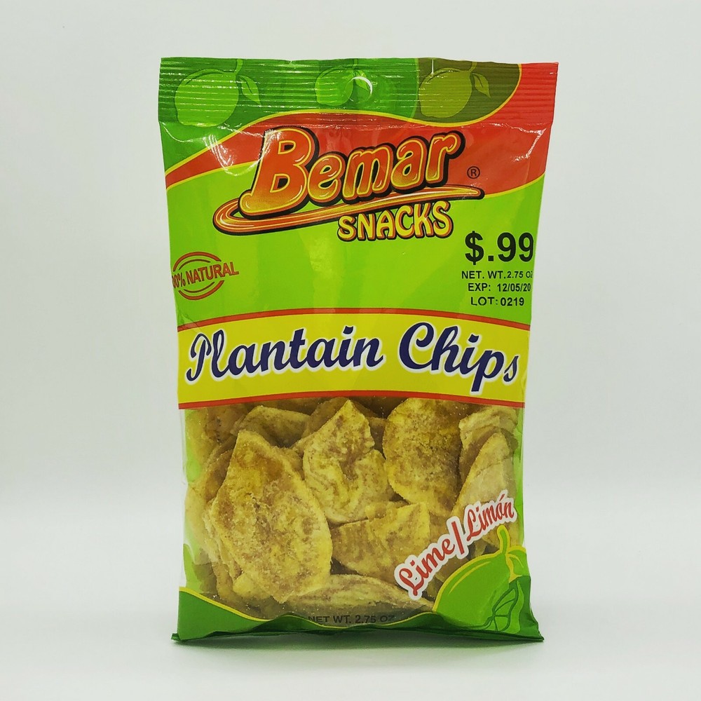 Bemar Snacks-Plantain Chips Lime-24 bags