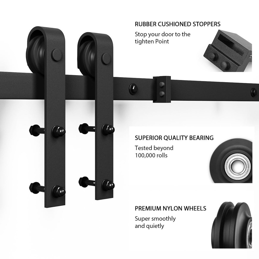 6.8FT Sliding Barn Door Hardware Kit (Include 6.8ft Track Kit & Pull Handle S...