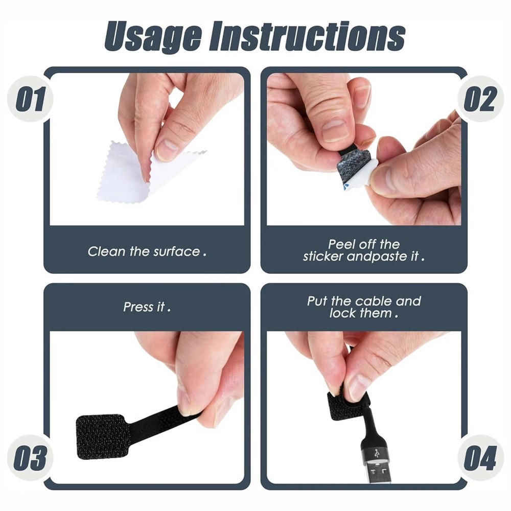 Reusable Cable Tie Fixed Cable Organizer Rope Support Self-Adhesive1660