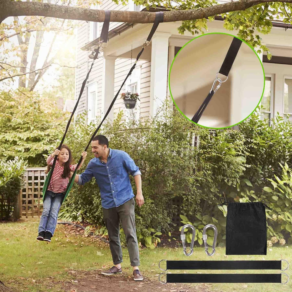 Extra Long Tree Swing Kit, 5FT Premium Nylon Straps Hold 2200LBS, Safety Lock Ca