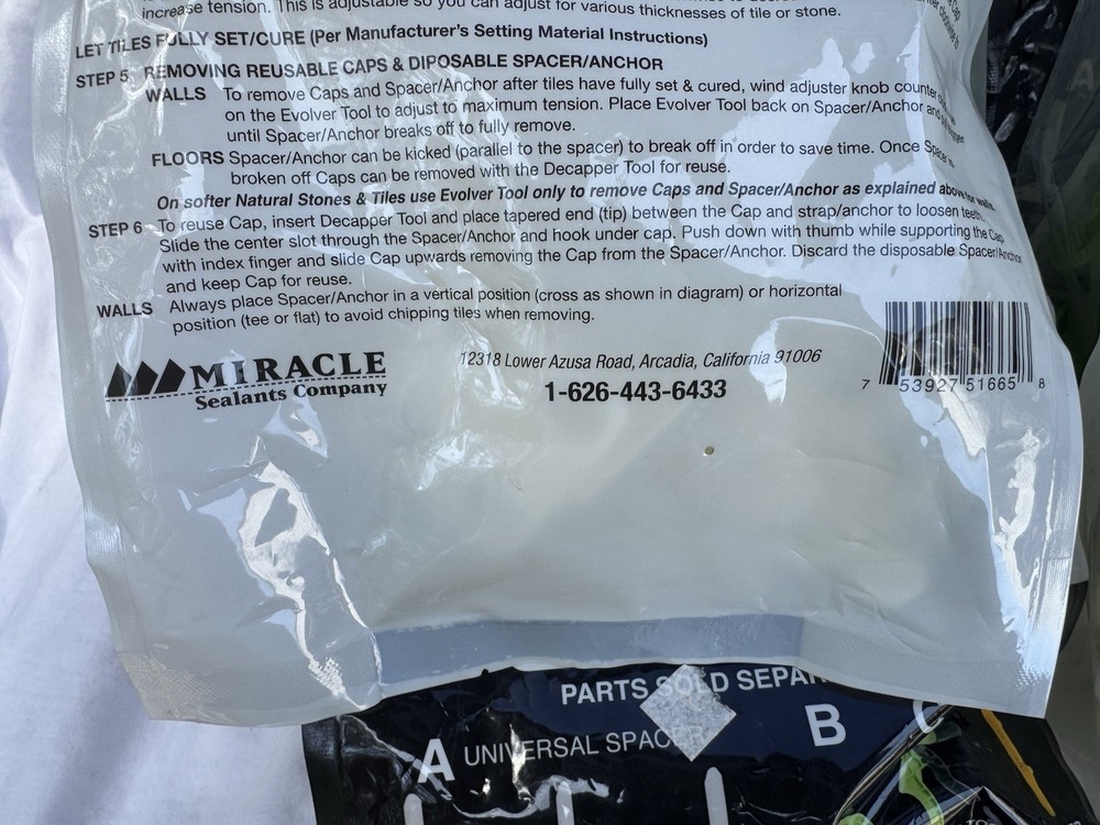 Levolution Tile Leveling Spacers Part A: (5) 3/16" & (1) 1/16" - 300pc Total