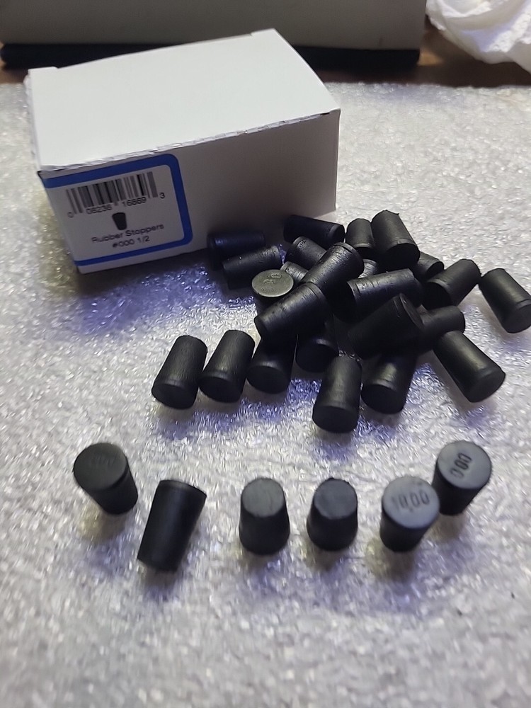 30 Pieces (Same Size) Very Small Solid Rubber Stoppers - Size # 000 1/2
