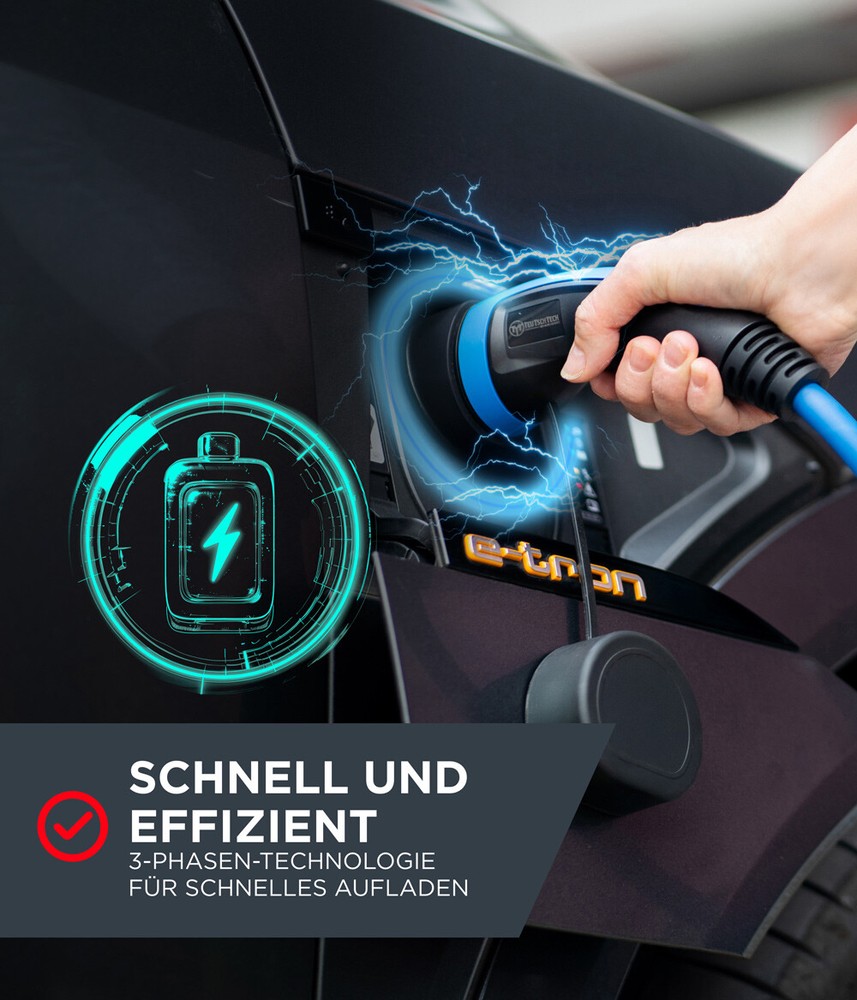 Charging Cable Type 2 | 7.4kW | 10m | Blue | Temperature Monitored | Safe Charging