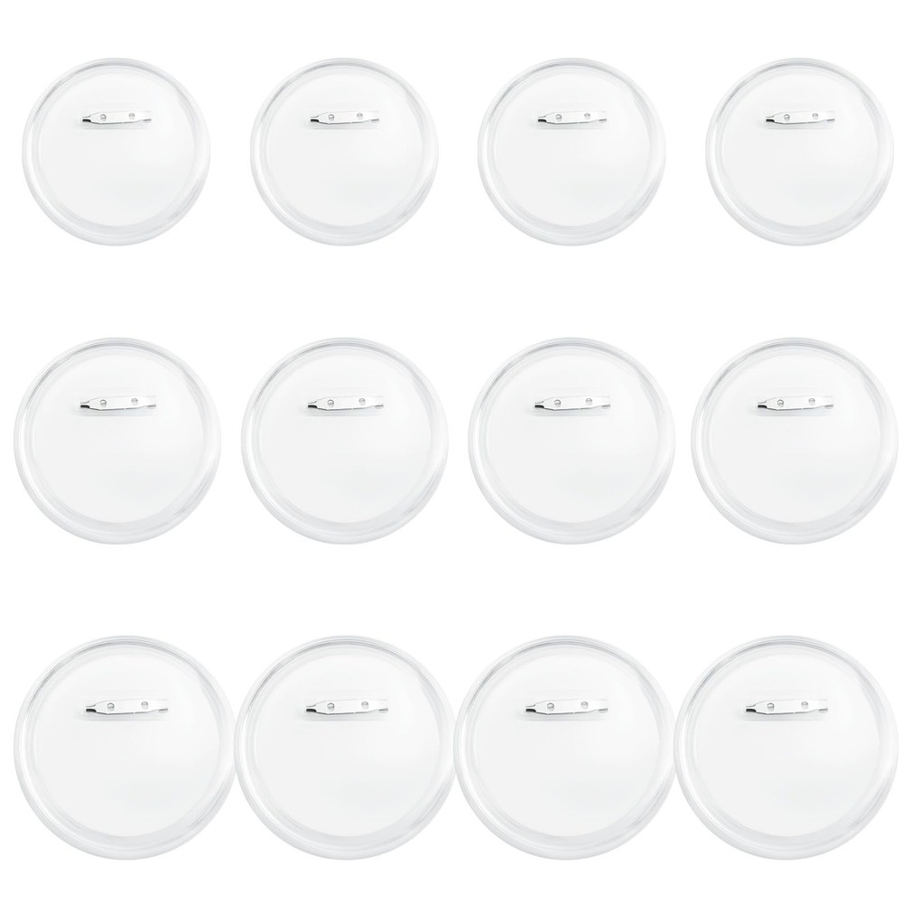 12 Pcs Acrylic Blank Button Pins Clear Plastic Craft Button
