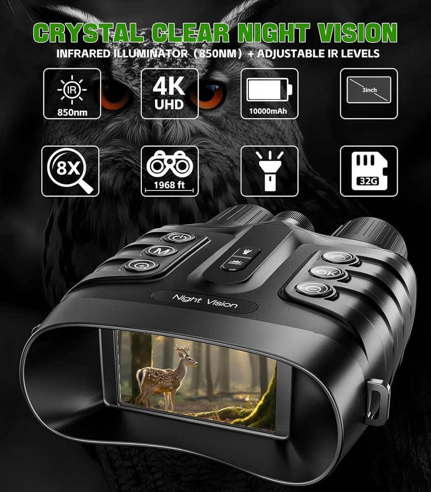 Advanced Tactical Night Vision Binoculars - 3 Modes, 32GB Storage Included