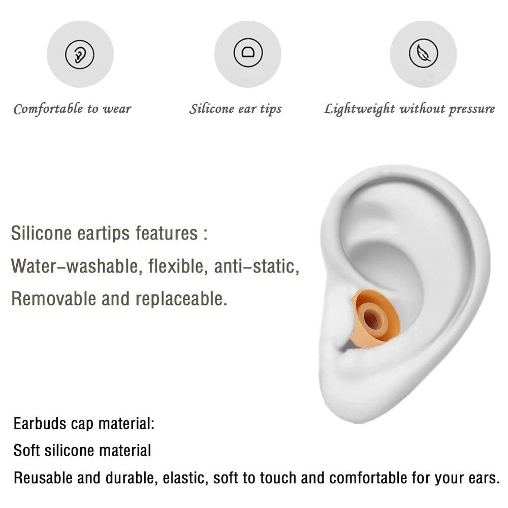 Replacement Silicone Ear Bud Tips Earbuds Cap Compatible with large, Gold