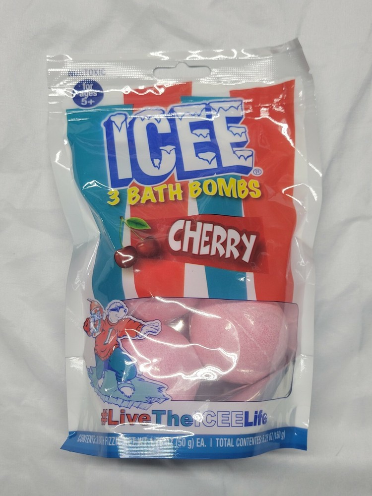 Icee Cherry Bath Bombs Fizzies 3 Per Pack New