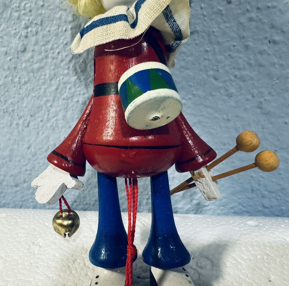 Vintage Clown Wooden Jumping Jack Pull String Ornament