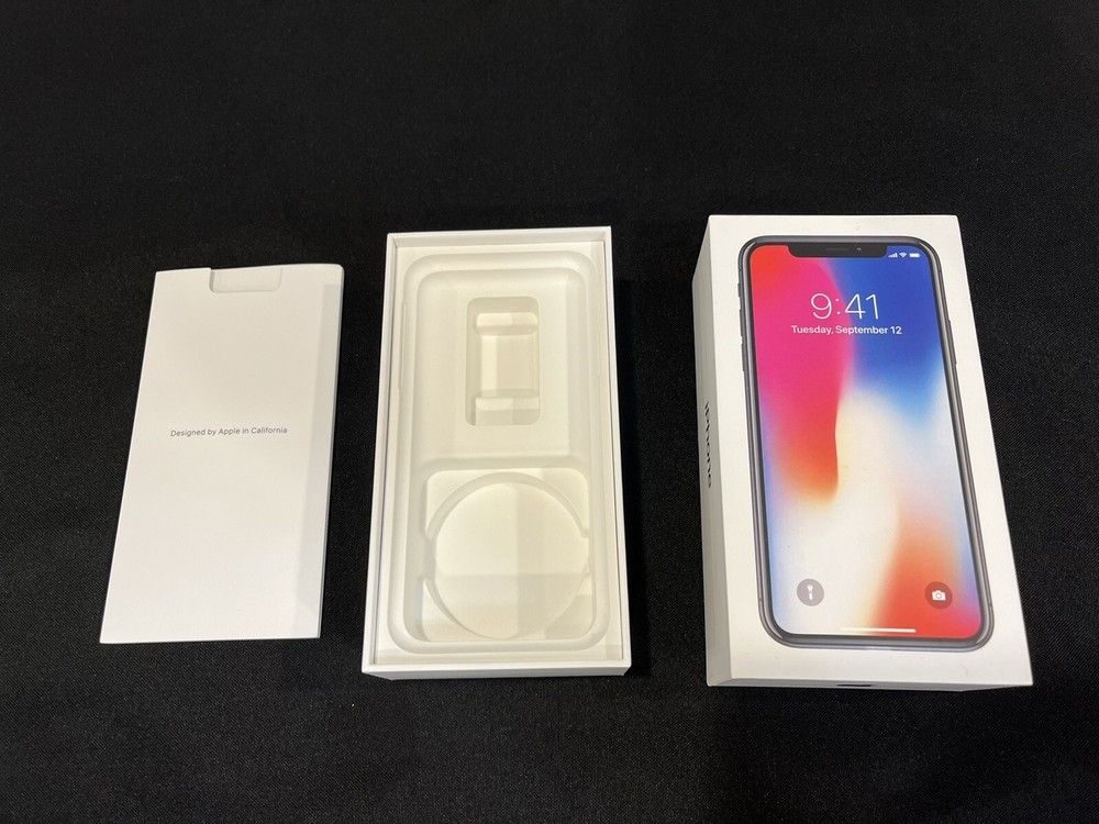 *EMPTY BOX* Apple iPhone X Space Gray 64G W/ Manual, Stickers & SIM Removal Tool