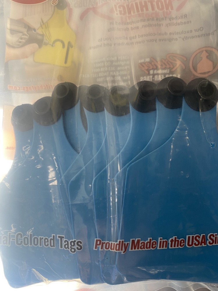 Ear Tag Ritchey Blank Blue/Black Centered Large--NO BUTTONS