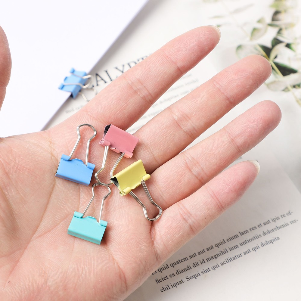 Office Paper Document Organize 15mm Metal Bookbinding Binder Clips 60pcs