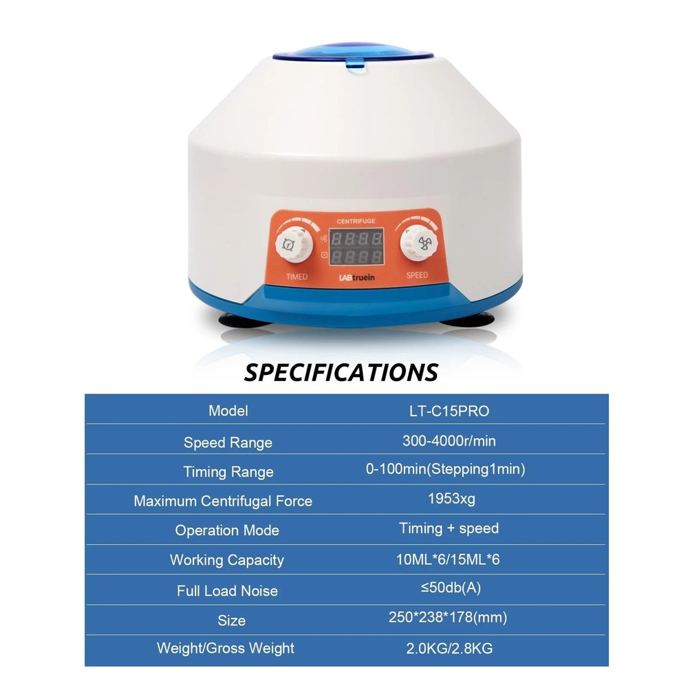 LABTRUEIN Centrifuge Machine, Lab LED Display Digital Betchtop Centrifuges