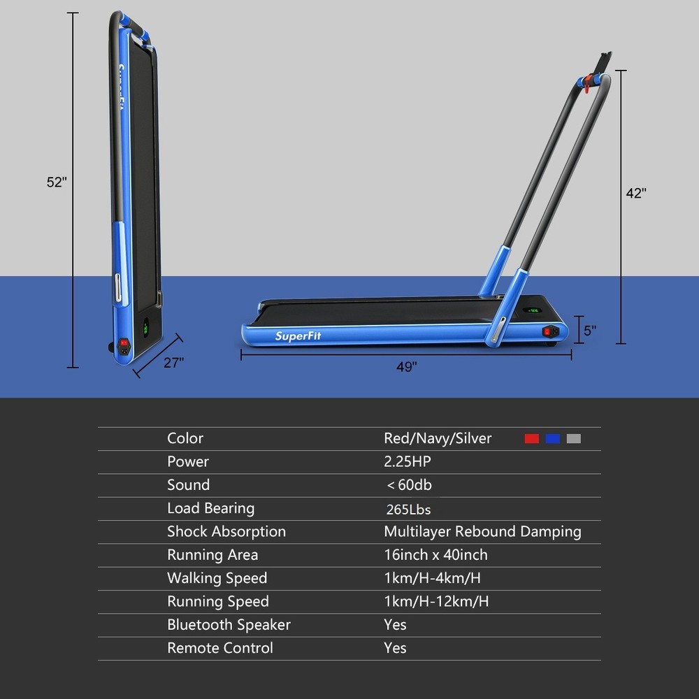 2.25HP 2 in 1 Folding Under Tbale Treadmill W/Remote Control Speaker