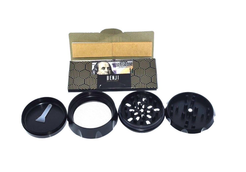 BENJI GRIND - PREMIUM ALUMINUM GRINDER + PAPERS + TIPS