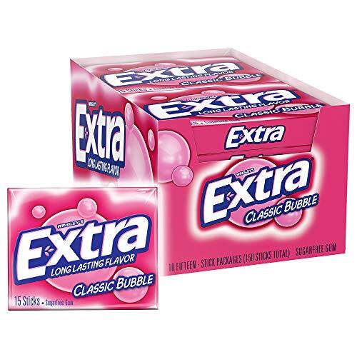 EXTRA Classic Bubble Sugar Free Chewing Gum, 15 Count (Pack  Assorted Styles