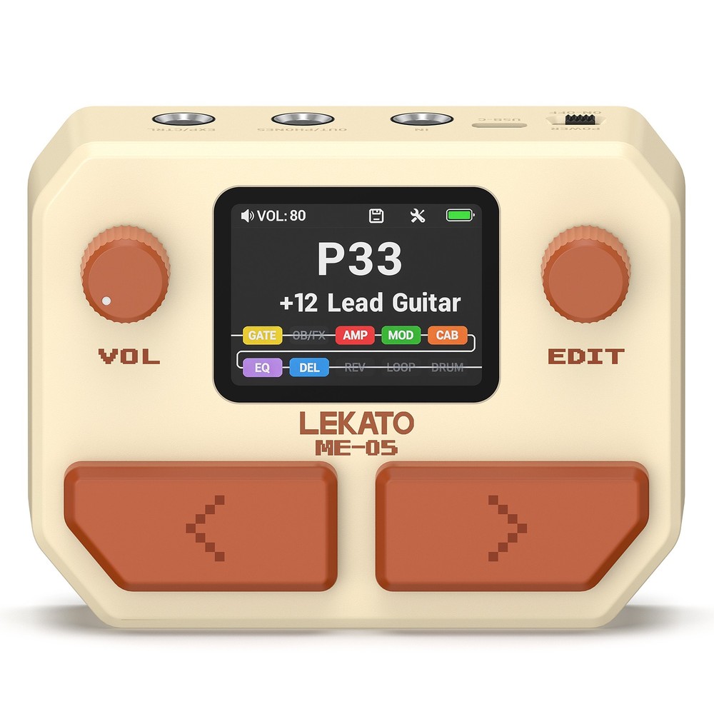 LEKATO ME-05 Pocket Multi-Effects Looper 100 Drum Rhythms 10 Effects Modules