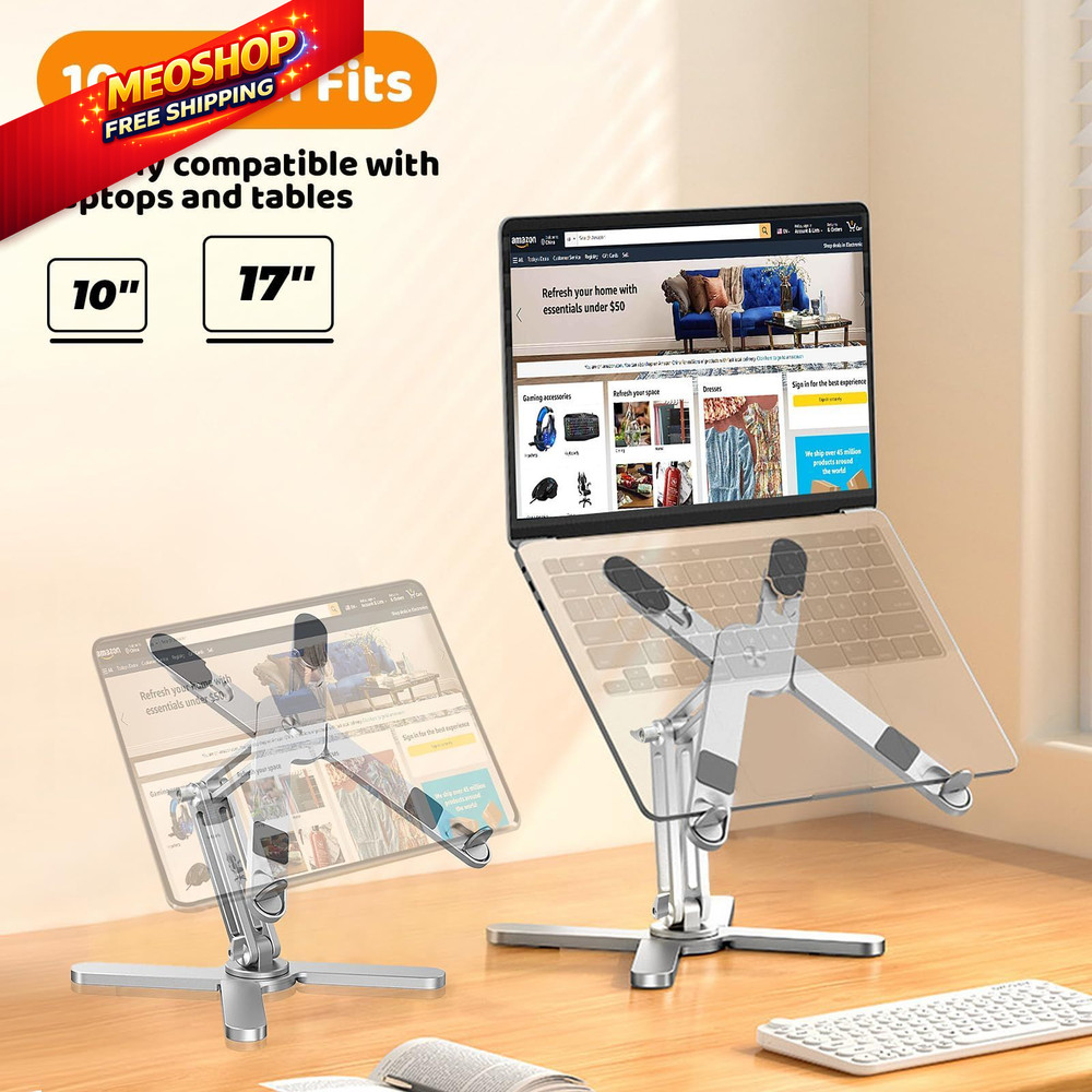 Moallia Laptop Stand with 360 Rotating Base, Computer Notebook Silver