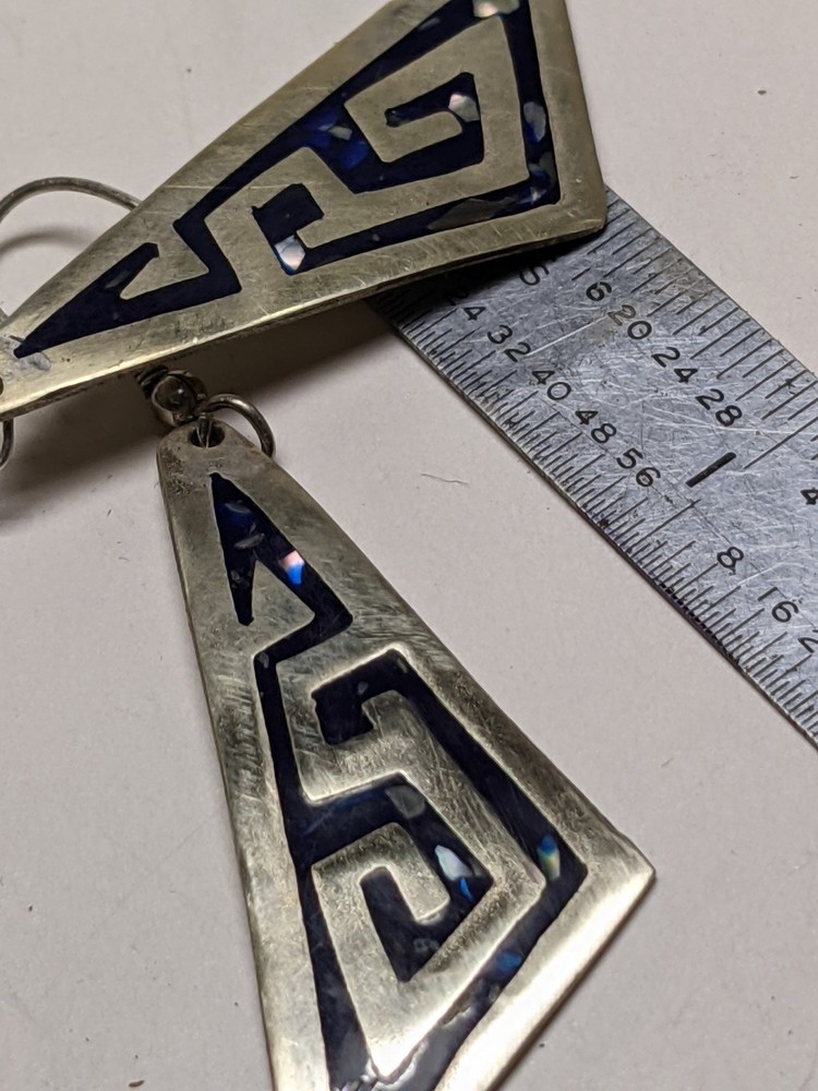 Sterling Silver Overlay Design Dangle earrings Vintage