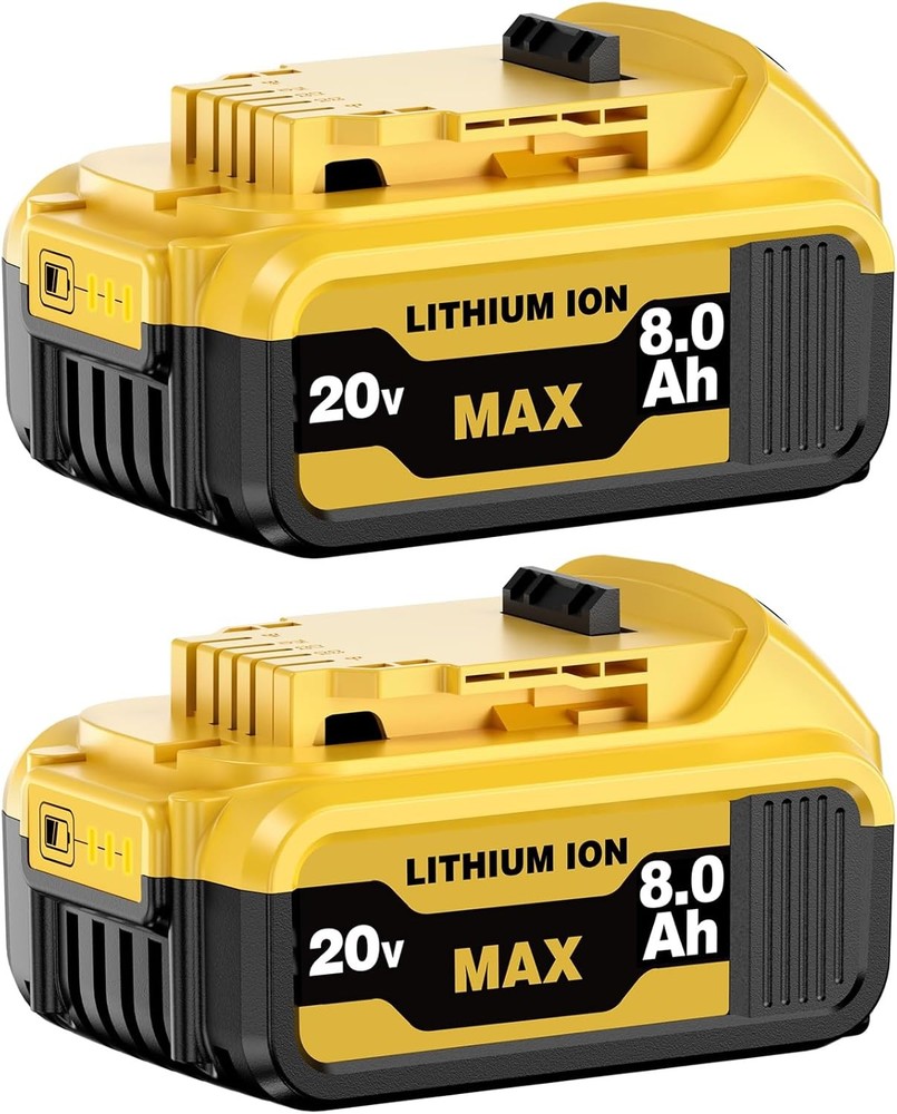 2-Pack 8000mAh Replace for Dewalt 20V Max Battery 20V Lithium-ion DCB202 DCB204