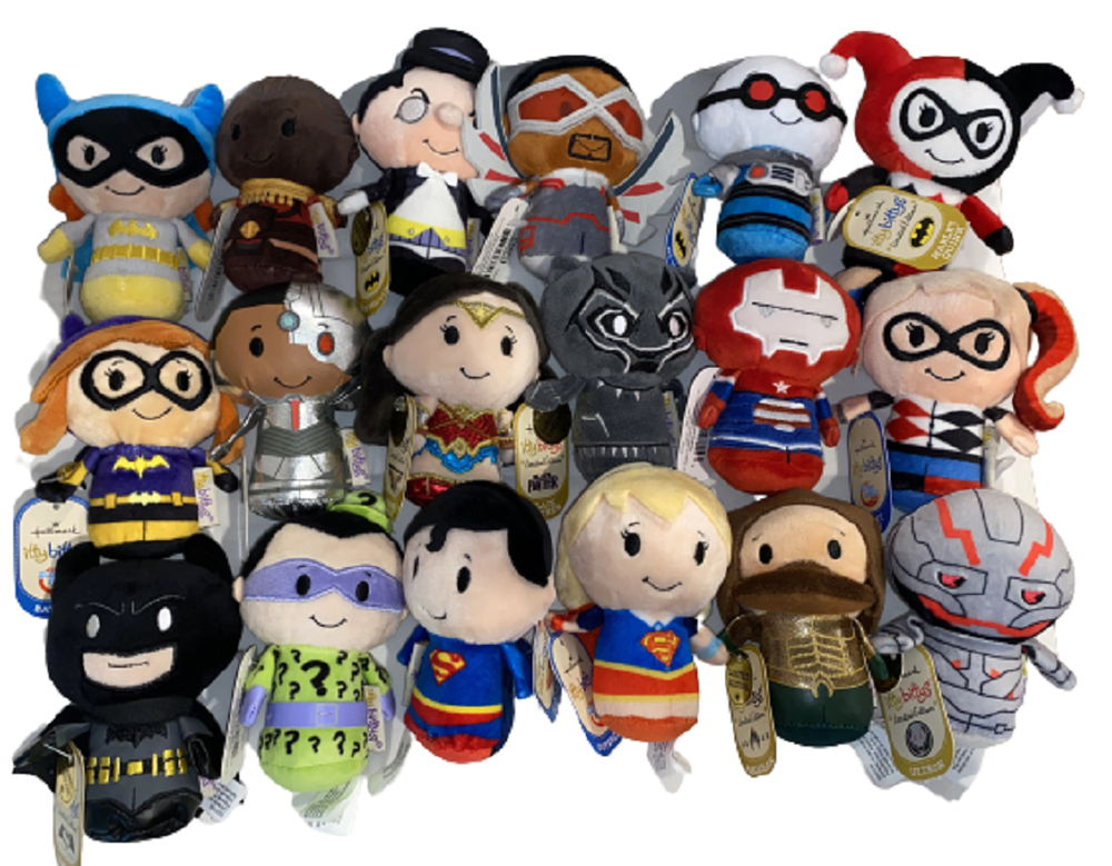 HALLMARK ITTY BITTYS DC COMICS MARVEL SUPERHEROS BATMAN SUPERMAN PLUSH TOY NWT