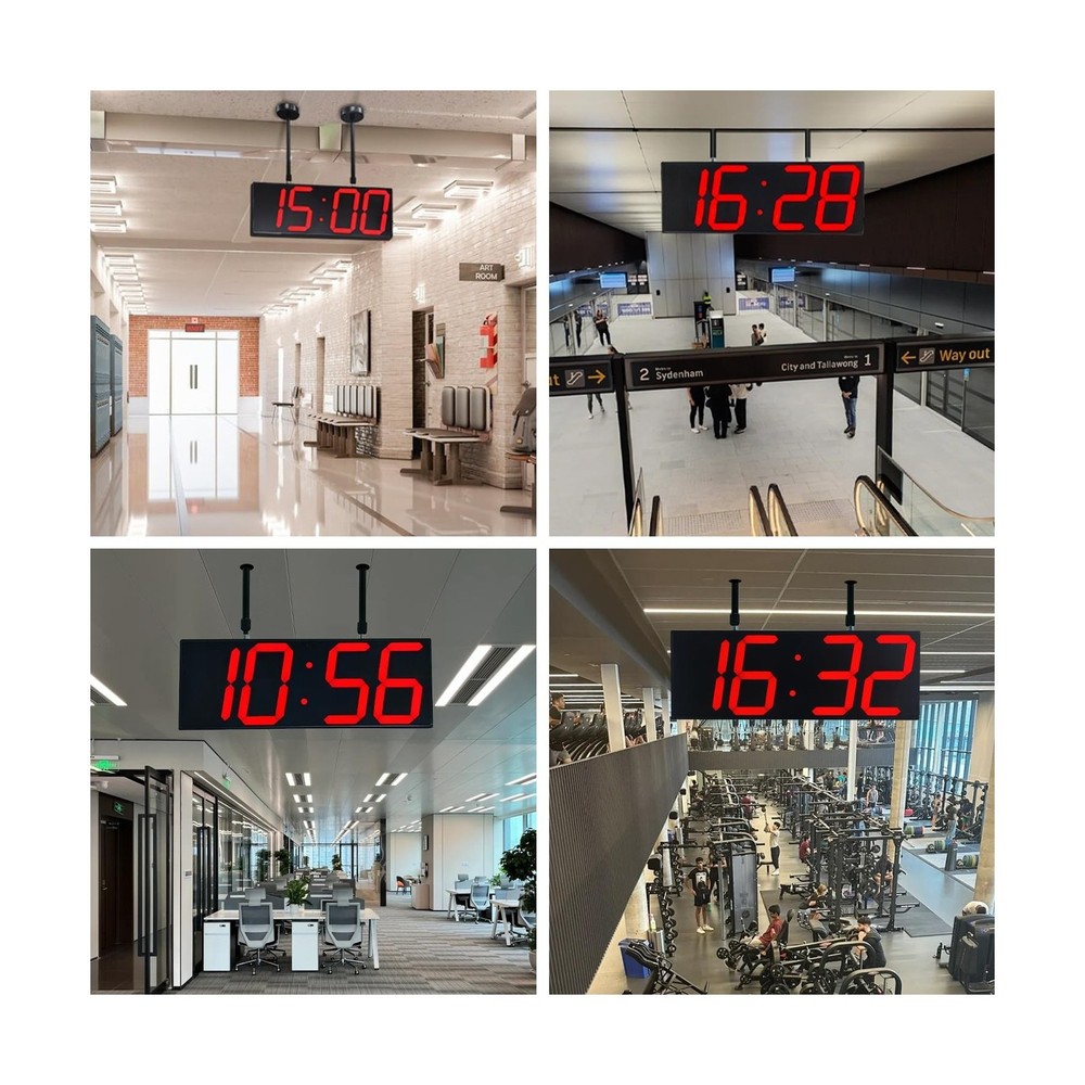 Digital Wall Clock with Double Sided Display, Large LED Clock with Timer,Alar...