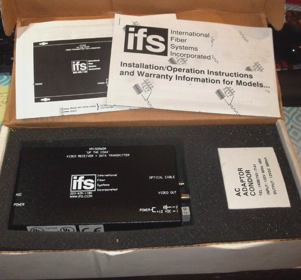 IFS VR1505WDM VIDEO RECEIVER + DATA TRANSMITTER (888)