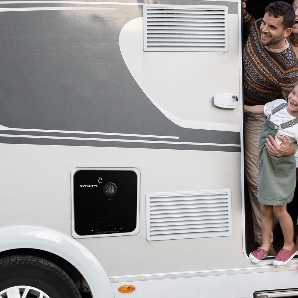 6L RV Tankless Water Heater Propane Gas 15x15" Black Door 42000BTU Camper