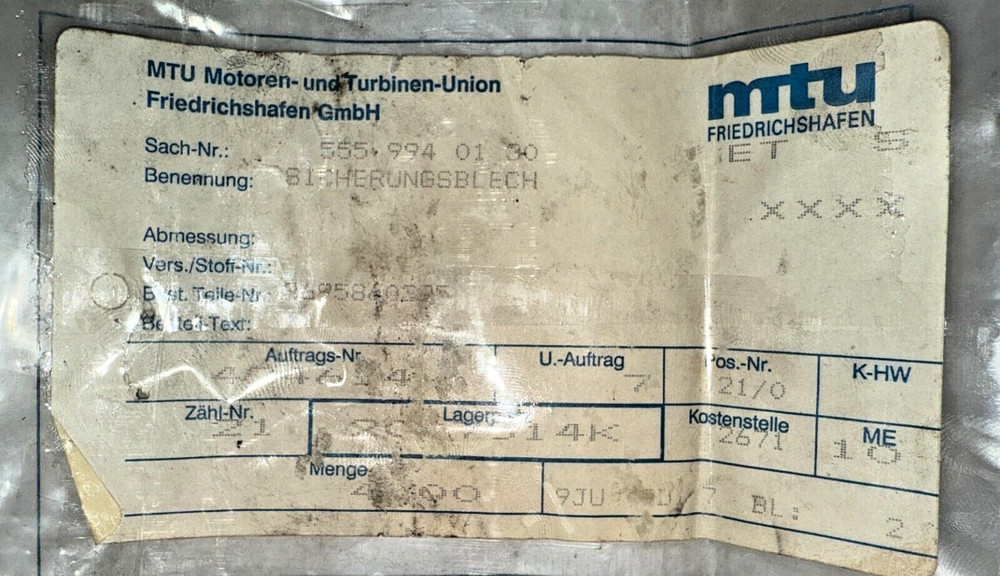 MTU 5559940130, Tab Washer