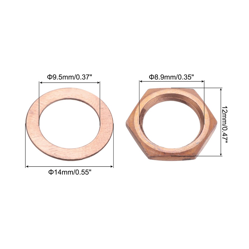 3 Set Guitar Nuts and Washers 3/8" Guitar Input Output Jack Socket Nuts Copper