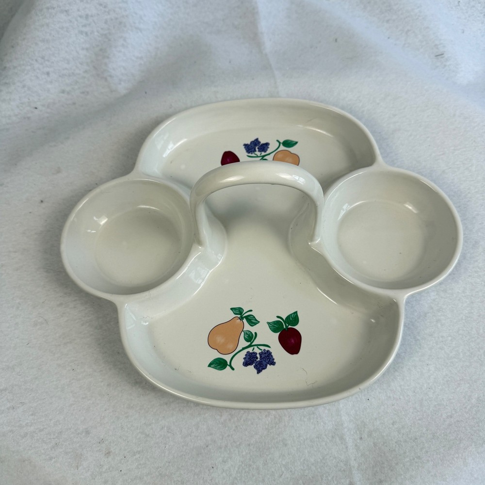 Orchard Medley Princess House Multi Compartment Serving Dish Handle Fruit