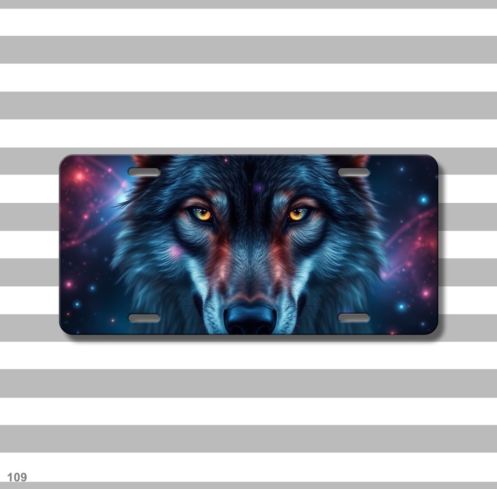 Hyperrealistic Wolf License Plate Optional Text Vanity Plate Special Gift