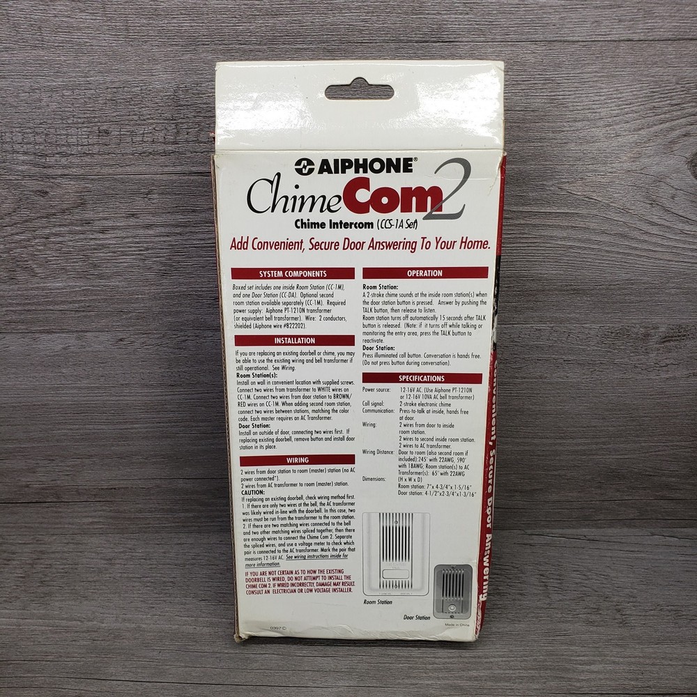 Aiphone Chime Com 2 Intercom CCS-1A Set Single-Door Answering System Quick Ship