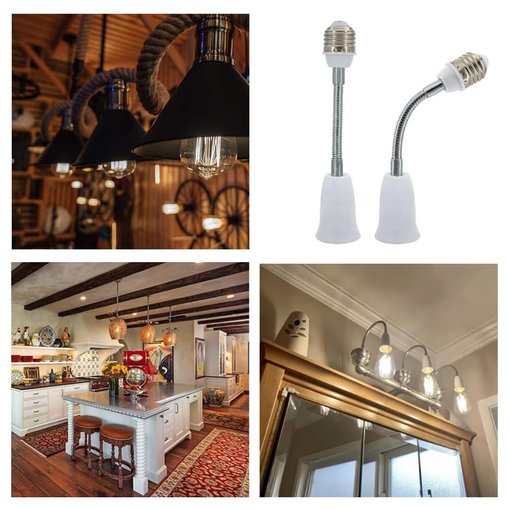 E26/E27 Light Socket Extender Adapter, 30cm/12 inch Bulb White