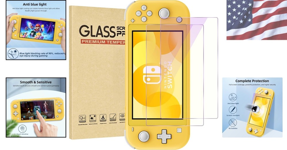 2-Pack Tempered Glass Screen Protector for Switch Lite 5.5 - Blue Light Blocking