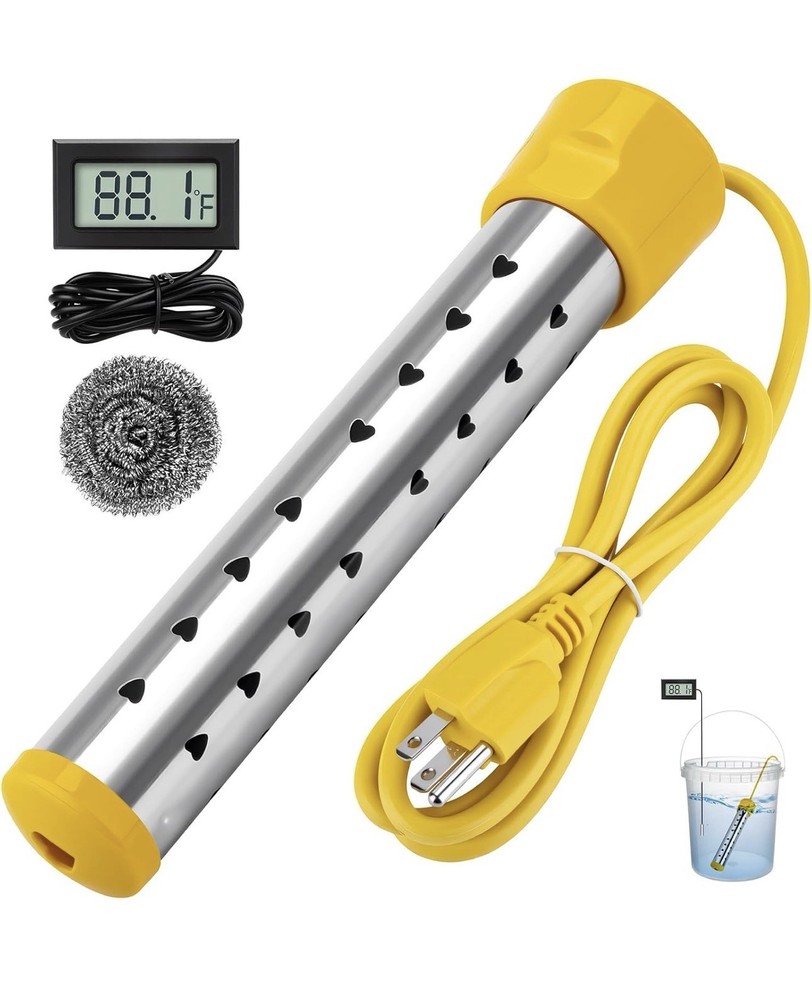 1500W Immersion Water Heater Fast Heating | Digital LCD Thermometer for Bath