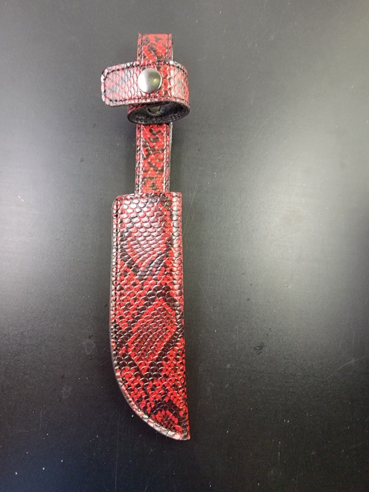 Buck Knives 119 Sheath Right Pull with Authentic FAUX RED PYTHON SKIN leather
