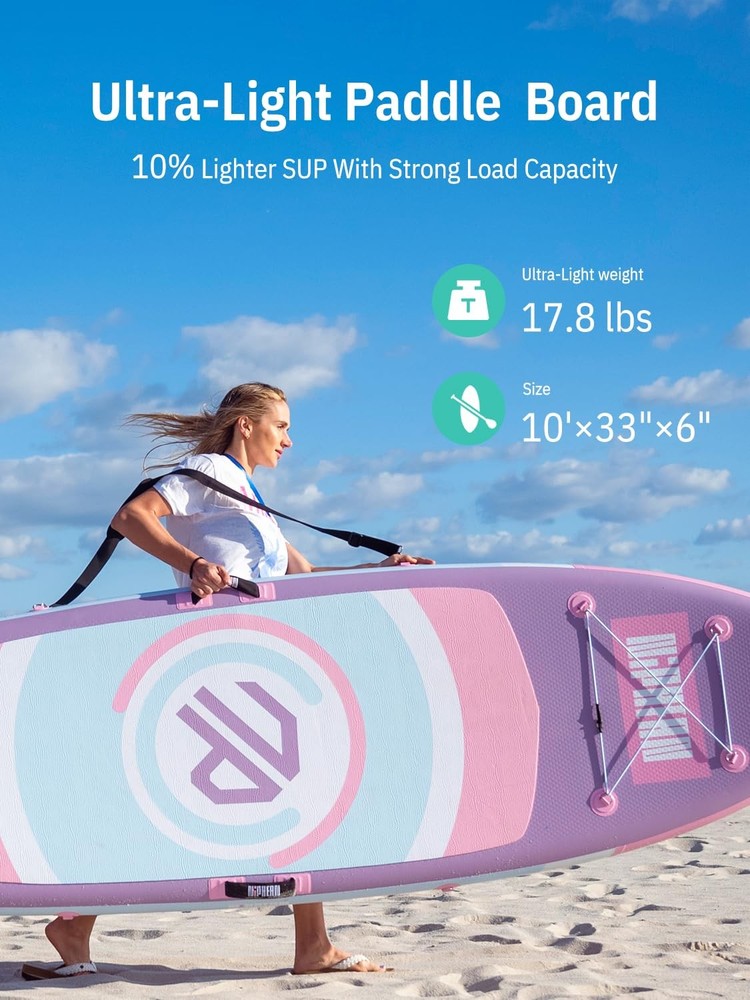 （Ultra-Light）Inflatable Paddle Board with (Beginner Friendly) StabilTrac Fin ...