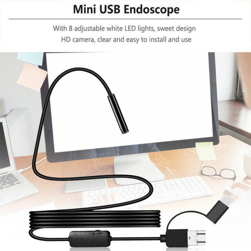 7MM USB Snake Endoscope Borescope For Android Type C HD Inspection Camera Scope