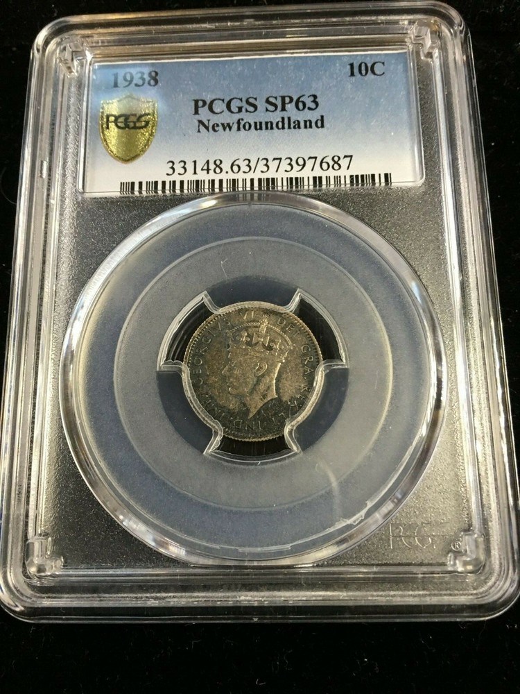 1938  PCGS Graded Newfoundland ¢10 Cent **SP-63**