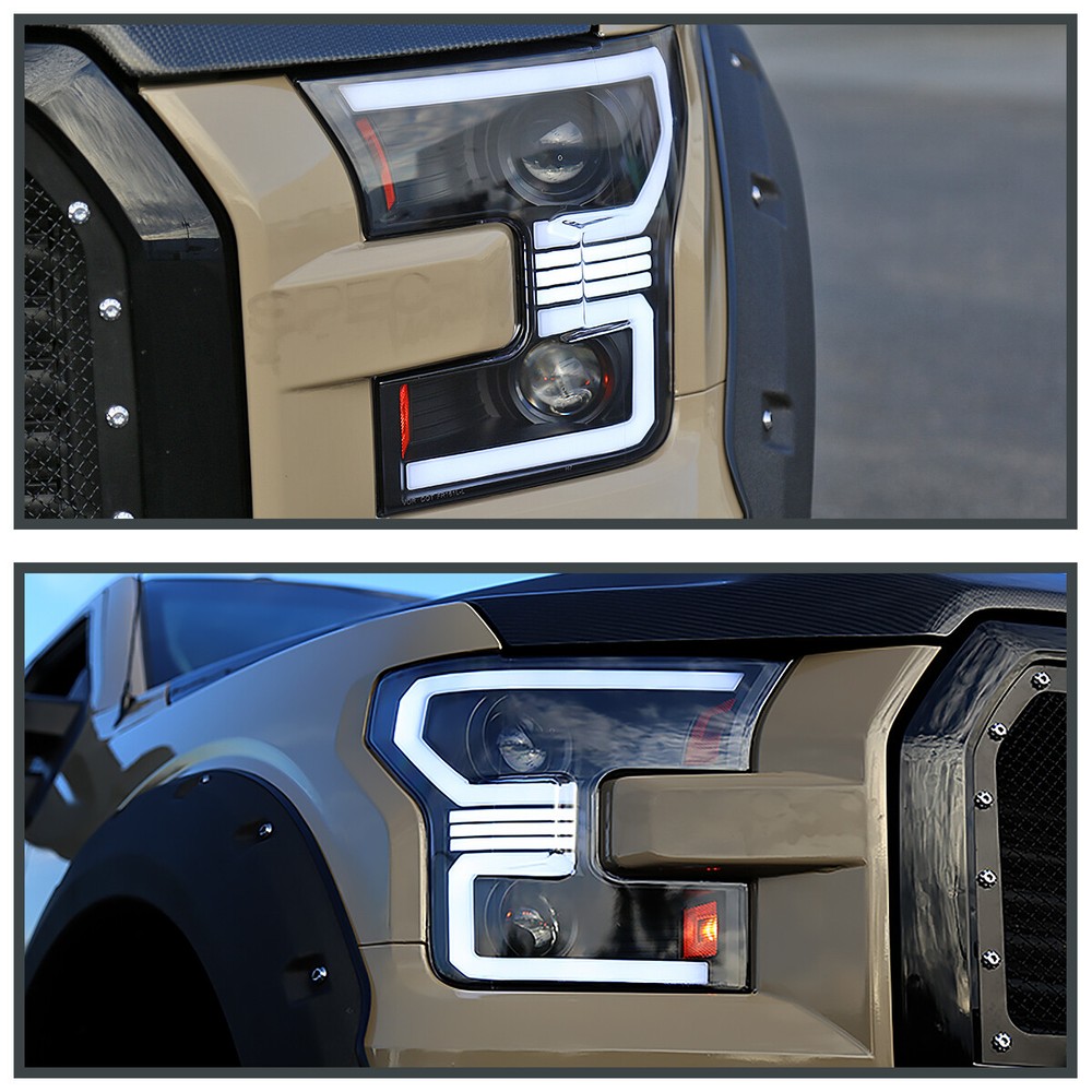 Black Fits 2015-2017 F150 Switchback LED Sequential Signal Projector Headlights