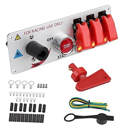 12V Ignition Switch Panel, 5 in 1 Racing Car Ignition Switch Panel Engine